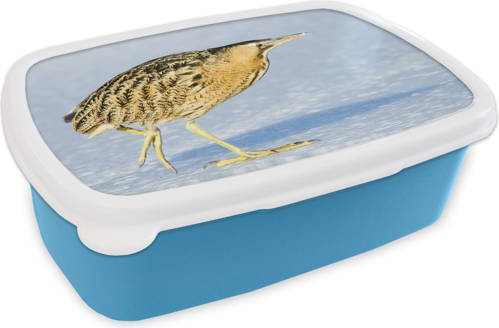 KitchenYeah Lunchbox Brotzeit Brotdose 17x11 cm Eine Rohrdommel läuft auf dem Eis Kinder Brotzeitdose - Lunch - Kunststoff - Brotbüchse - Sandw...