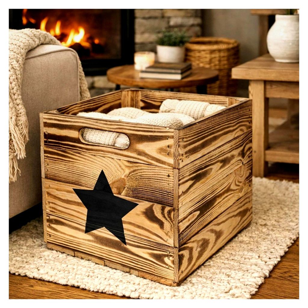 Holzkiste zur Aufbewahrung passend für Kallax- und Expedit-Regale, Weinkiste, Obstkiste, Regalkiste, Maße 33x37,5x32,5cm, Einsatz als Einschubkis...