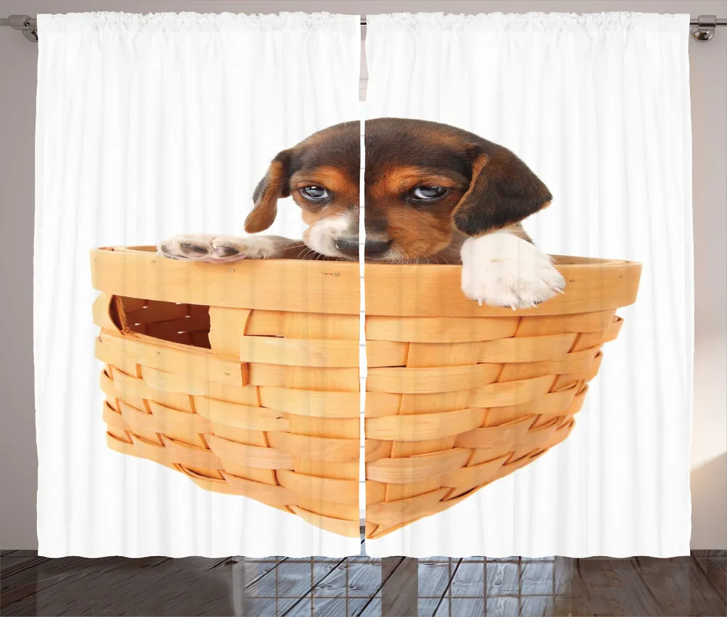 Rideau Beagle Anti-Regards pour Fenêtre Large, Pose Facile avec Crochets