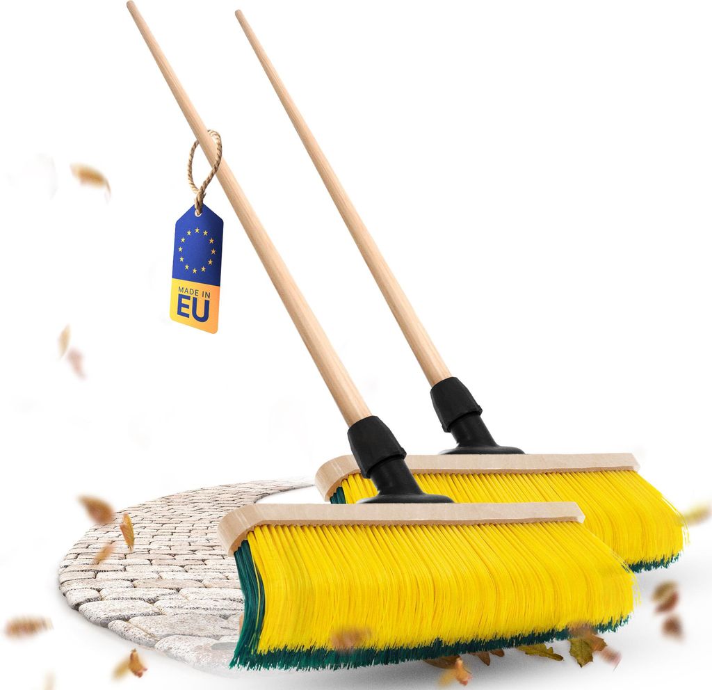 Novaliv 2x Krallenbesen mit Stiel 60cm, Spezialbesen gebogenen Borsten Borsten -Ideal als Gartenbesen, Kratzbesen, Kunstrasen Besen, Optimal für C...