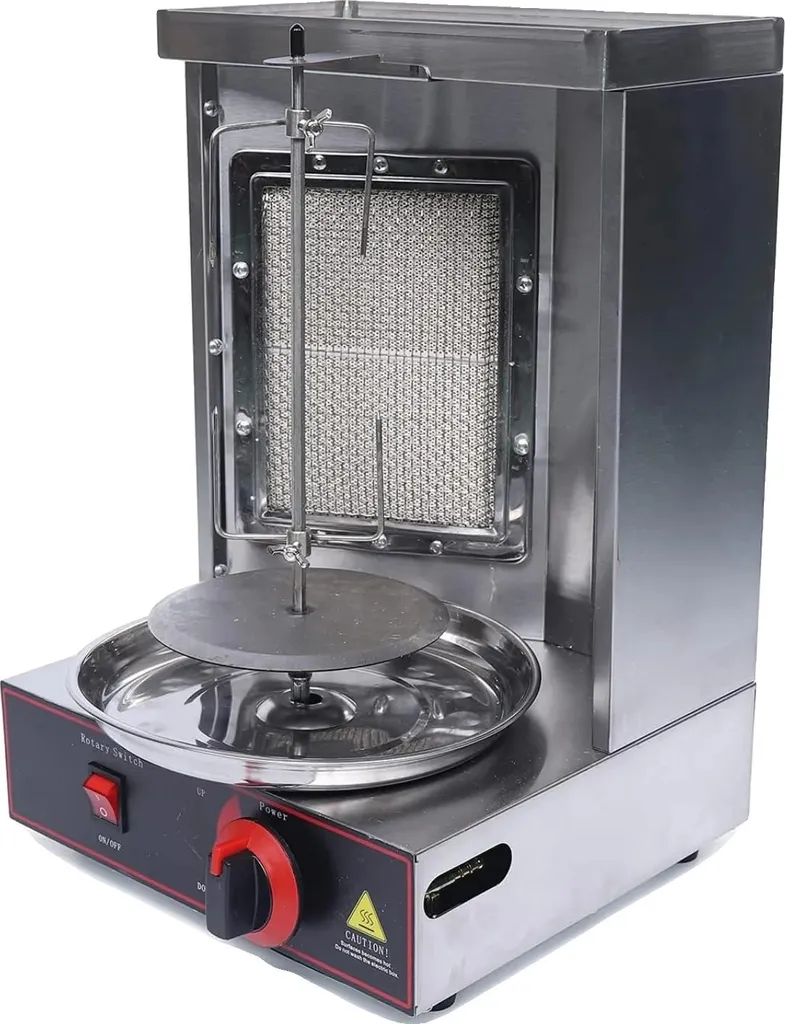 Gril automatique 360° argenté à température ajustable en inox brossé