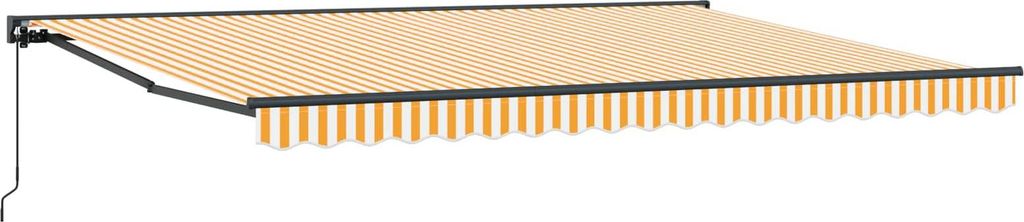 Manuell einziehbare Markise - CLORIS - Markisentuch - Gelb und Weiß 4 × 3,5 m - Markisen C907