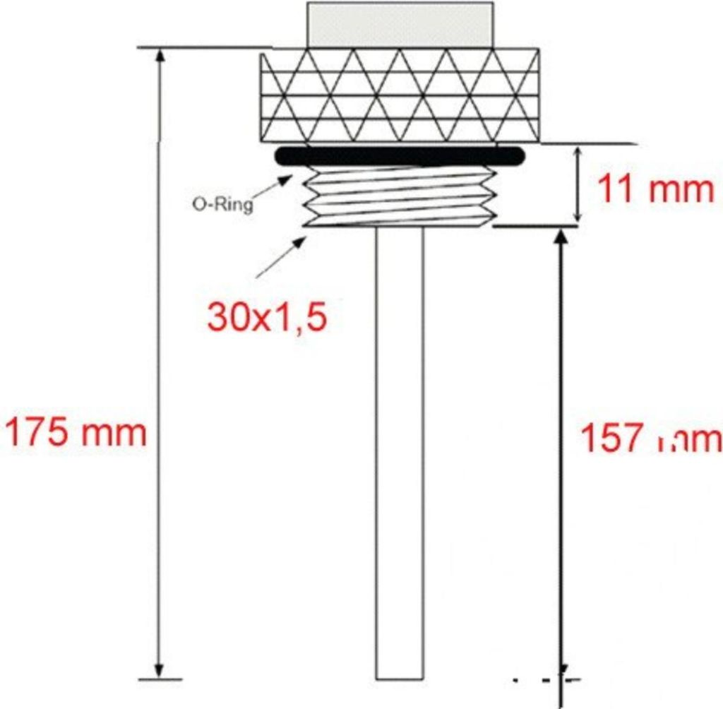 Öltemperaturdirektmesser JMP mit Analoganzeige 30x1,5mm für Suzuki GS L / F GSX 250 / 400 / 450 / 500 ccm Bj. 1980 - 2008