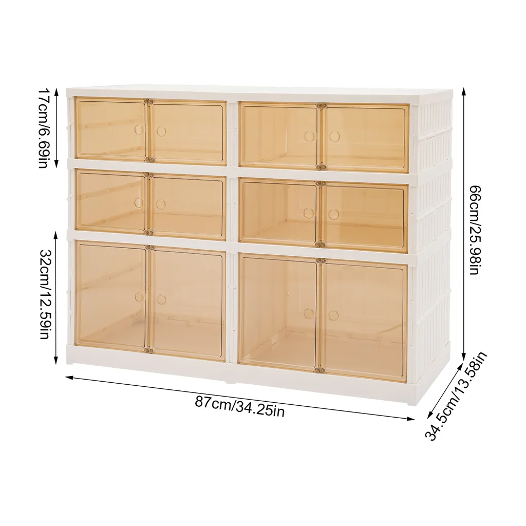 Boîte de rangement à chaussures pliable 3 étages blanc gain de place - 2