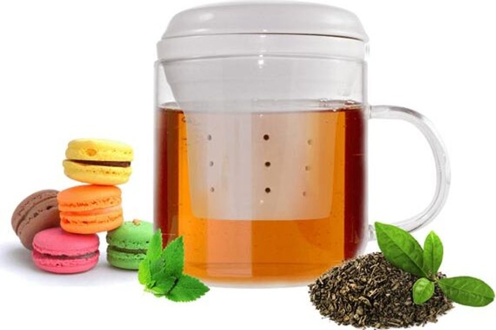 Teeglas mit Teesieb aus Porzellan Teefilter Teezubereiter Teebecher Teetasse