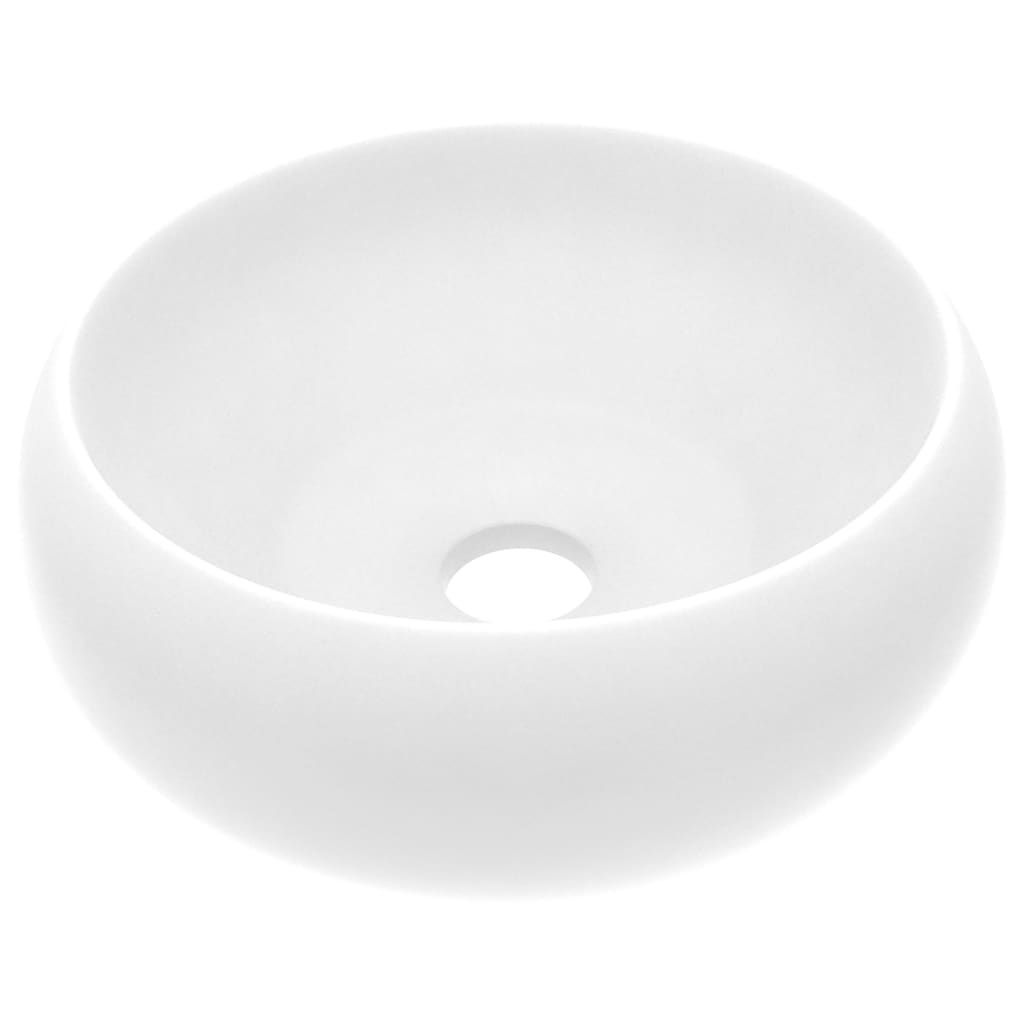 vidaXL Luksusowa okrągła umywalka biała matowa 40x15 cm Zdjęcie produktu 