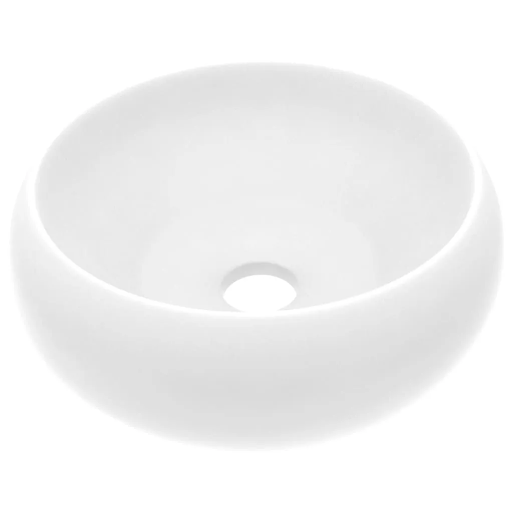 vidaXL Lussuoso lavabo rotondo bianco opaco 40x15 cm in ceramica