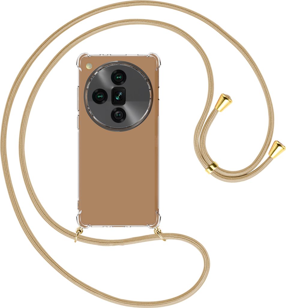 Handykette Backcover-Schutzhülle mit Band (Metall goldfarben) für Oppo Find X7 Ultra 5G - caramel