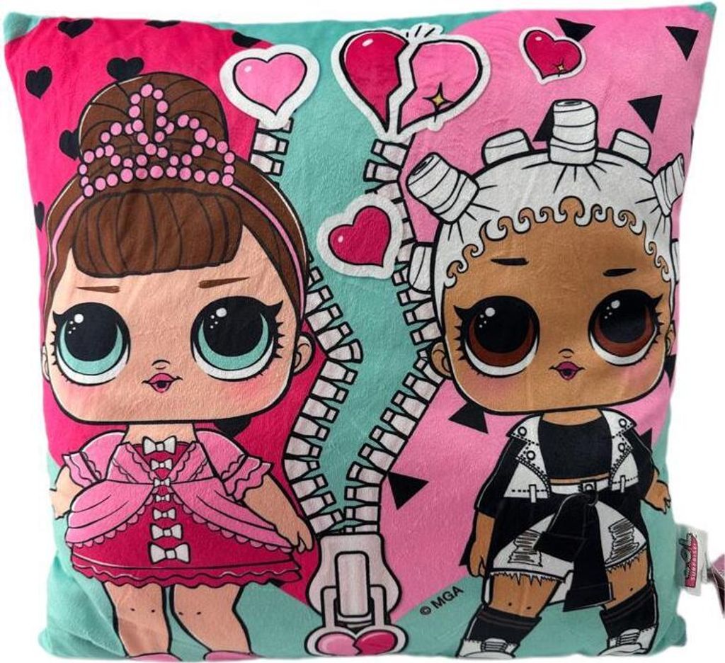LOL Suprise Kissen Dekokissen 40 x 40 cm grün pink Kinderkissen L.O.L. SUPRISE!