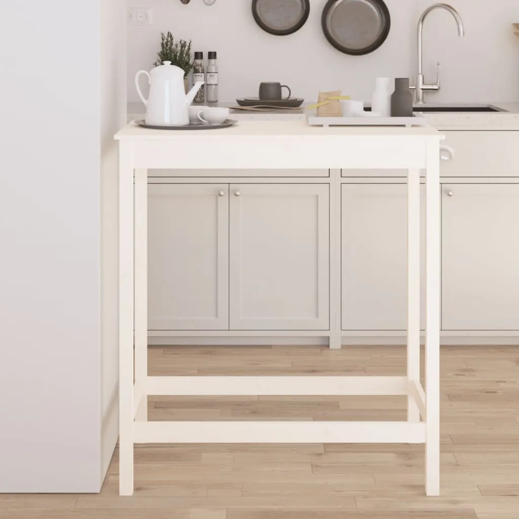 Tavolo Bistrò vidaXL Bianco 100 cm Legno Pino Massiccio per Cucina - 2
