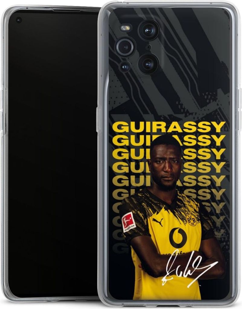 DeinDesign Handyhülle für Oppo Find X3 Pro Silikon Hülle Case Smartphone Schutzhülle BVB Borussia Dortmund Serhou Guirassy