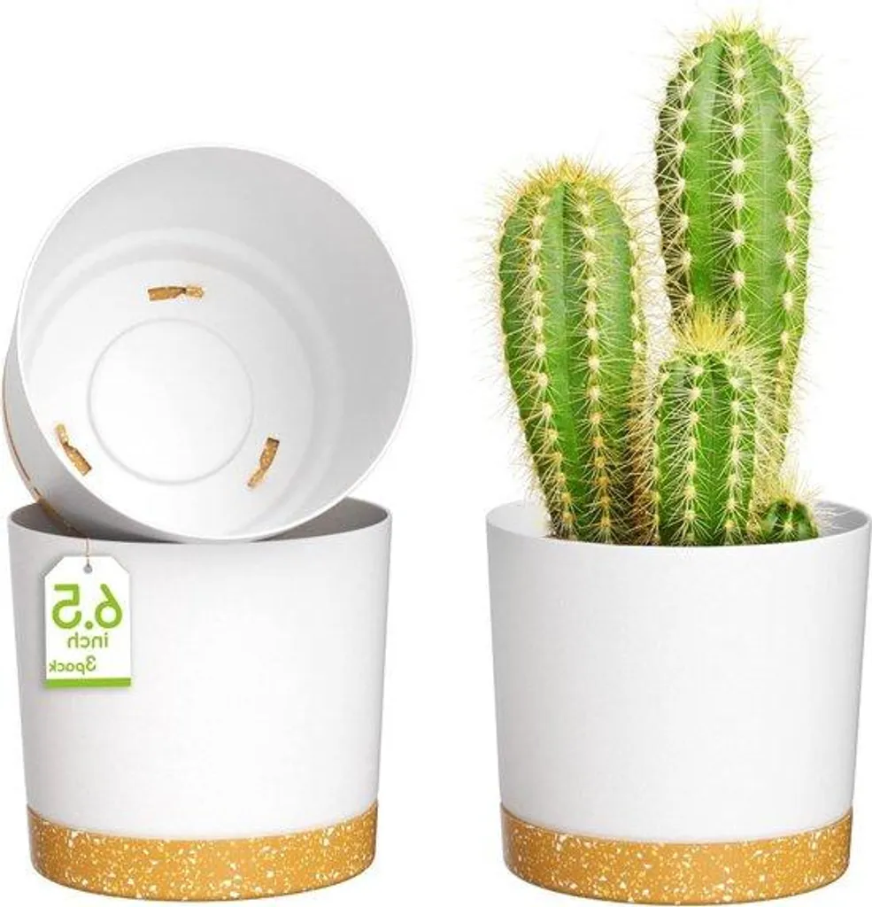 Pots de Fleurs pour Maison et Jardin, Set de 3 Bacs Blancs de 16,5cm