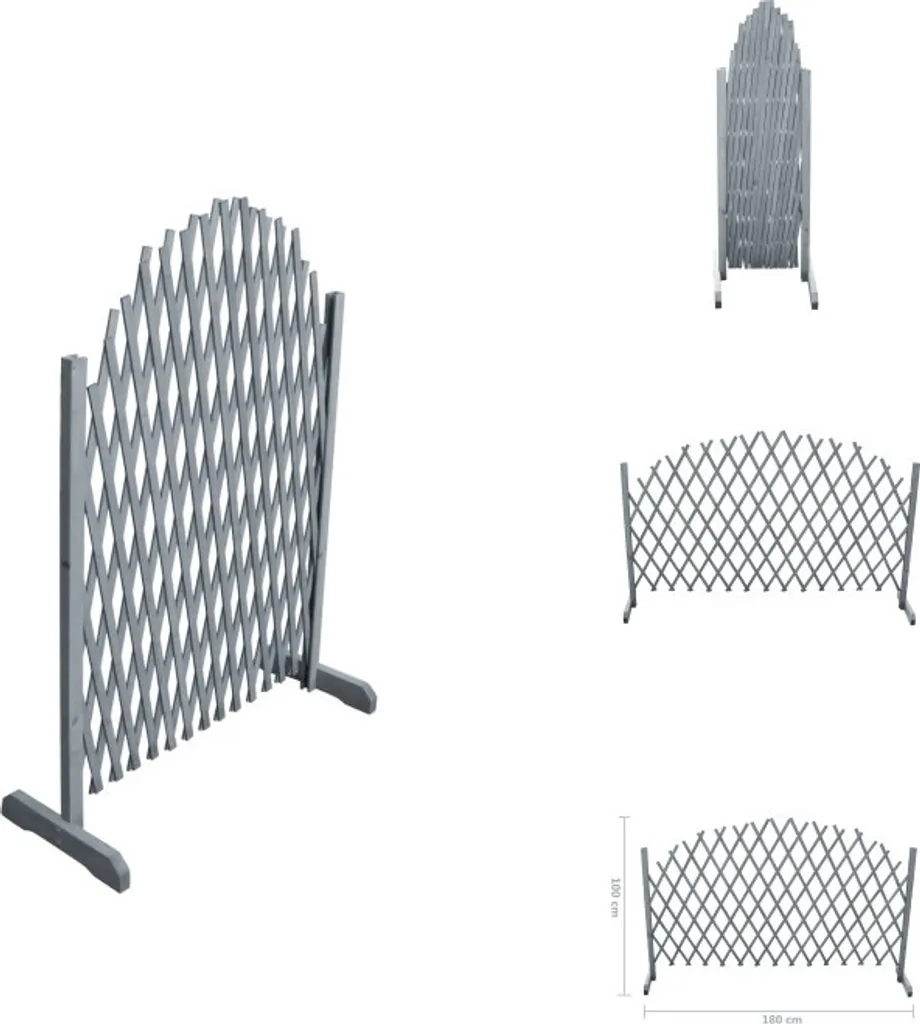 Treillis bois 1,8x1 m gris pour brise-vue terrasse et décoration jardin