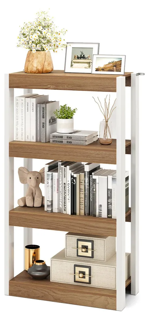 COSTWAY Étagère sur pied en bois et métal avec kits anti-basculement