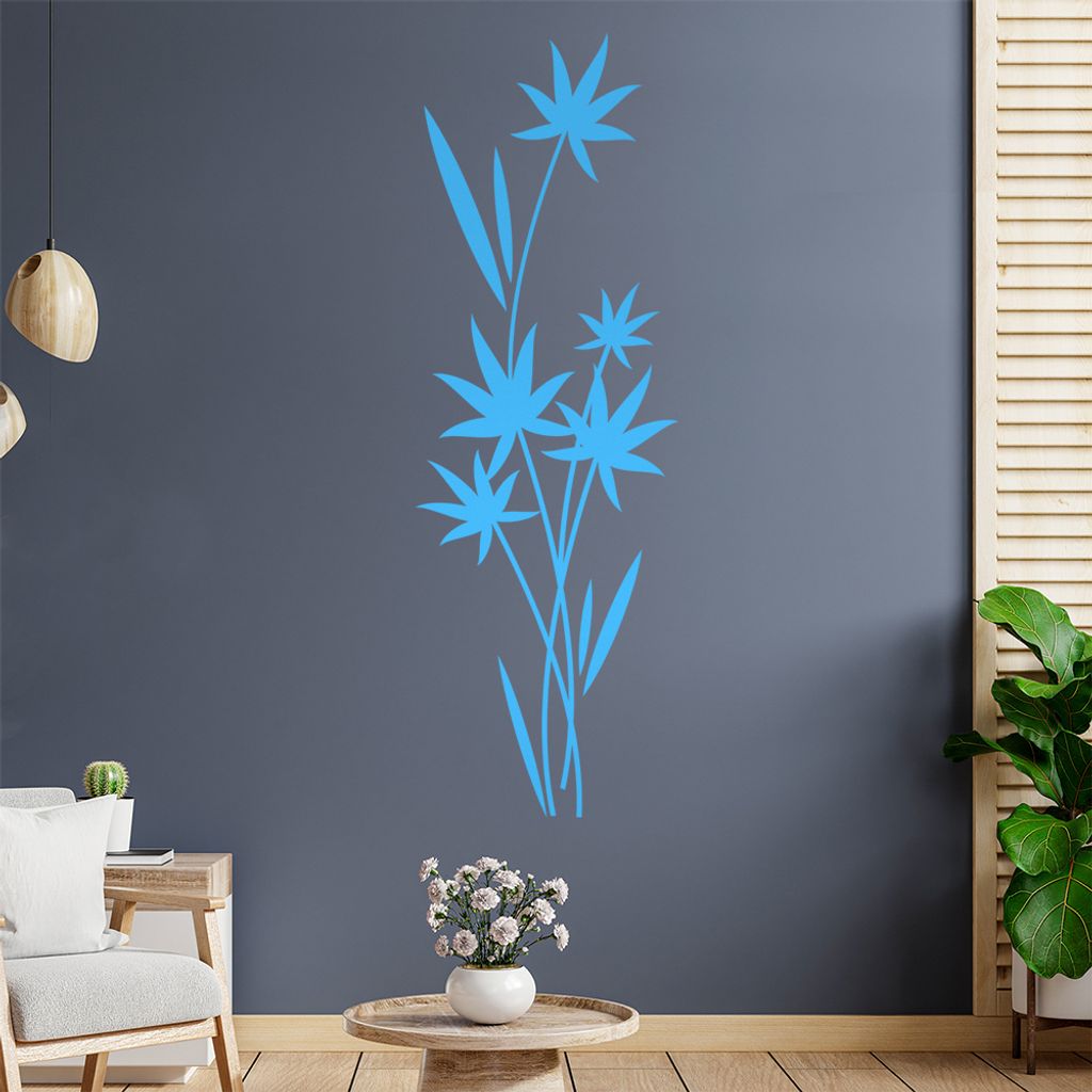 Schilf mit Schmetterling Wandtattoo in 6 Größen - Wandaufkleber Wall Sticker - Dekoration, Küche, Wohnzimmer, Schlafzimmer, Badezimmer