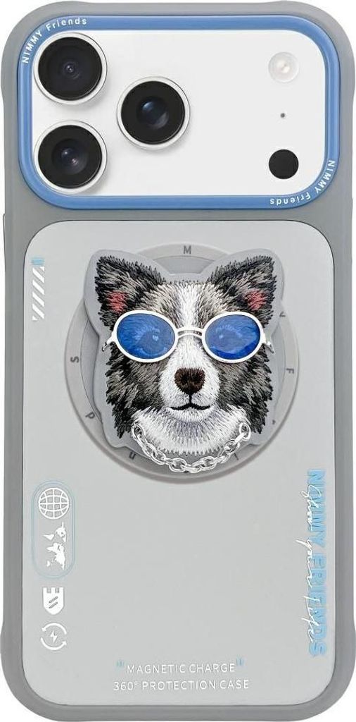 NIMMY case GLASSES COOL DOG kompatibel mit MagSafe passend für IPHONE 17 Pro gray