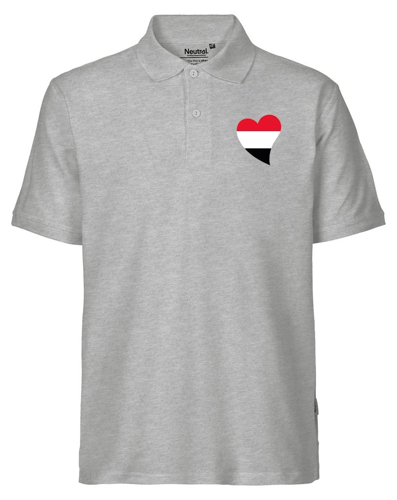 Huuraa Herren Polo Shirt Jemen Flagge Herz S Sport Grey Bio Baumwolle Fairtrade Poloshirt Geschenkidee