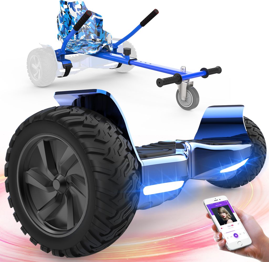Hoverboard All Terrain Selbstausgleichender Elektroroller mit leistungsstarker LED-Motorbeleuchtung Bluetooth für Erwachsene und Kinder 8,5 Zoll M...