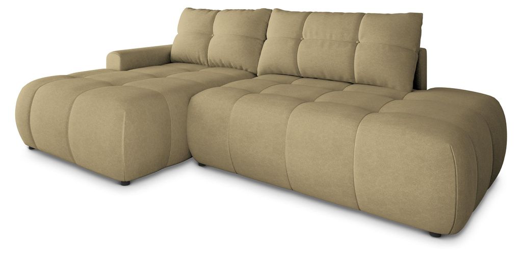 Masseno Ecksofa FLUMA CL L-S mit Schlaffunktion L-Form, Sofa mit Bettkasten, Wohnzimmersofa, Couch, Soffa, Bettsofa, Couchgarnitur- Senfgelb, CASTE...