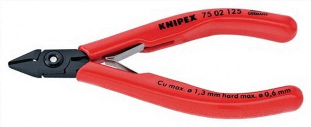 Knipex Elektronikseitenschneider DIN ISO9654 L125mm mit Facette brüniert mit Öffnungsfeder - 75 02 125 SB