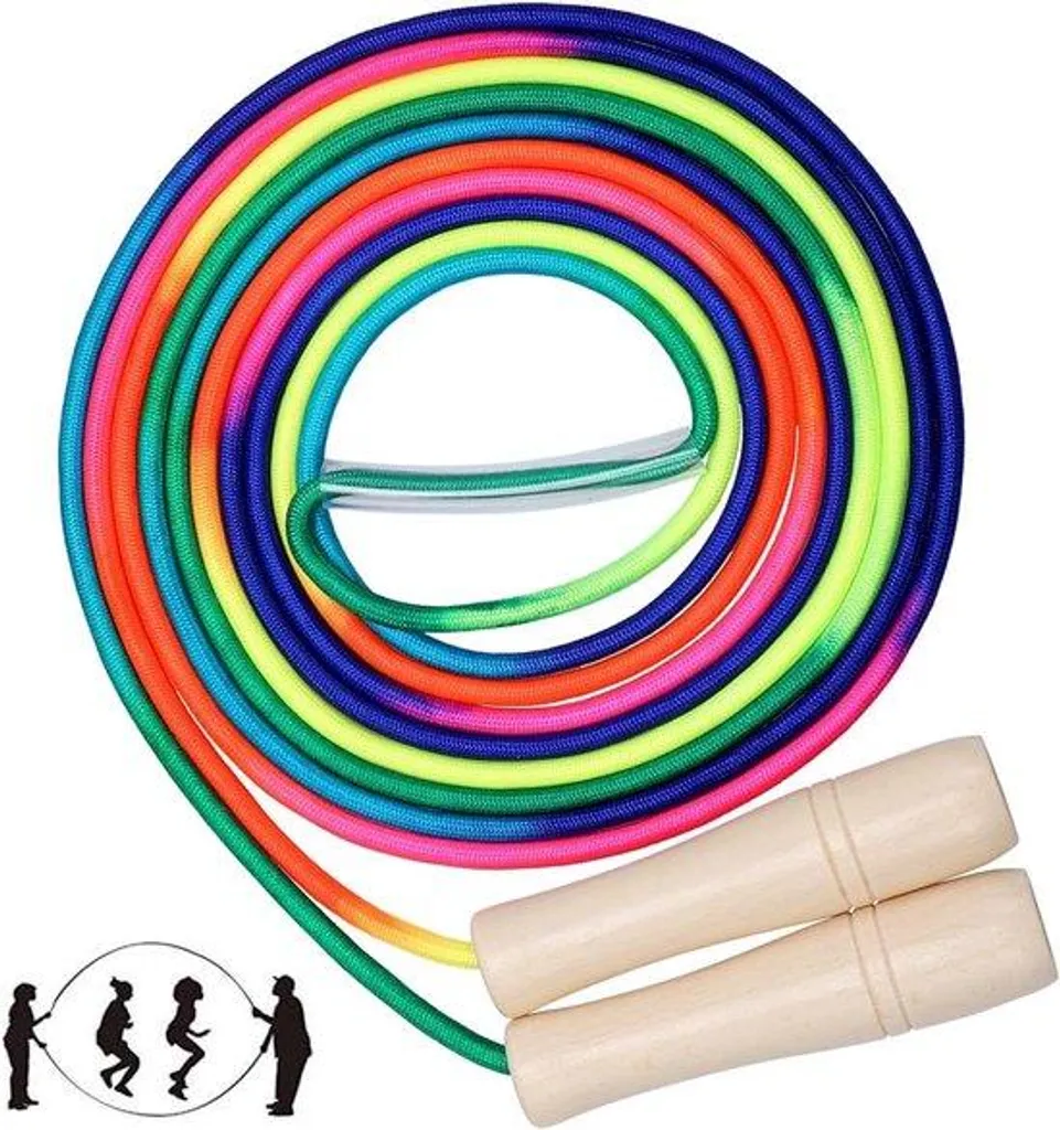Grande corde à sauter collective arc-en-ciel réglable pour jeux de groupe