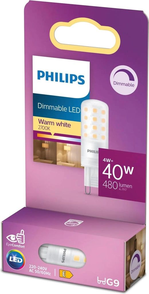 Philips LED-Lampe G9 Kapsel 4W = 40W 480 lm 2700 K Warmweiß Produktbild 