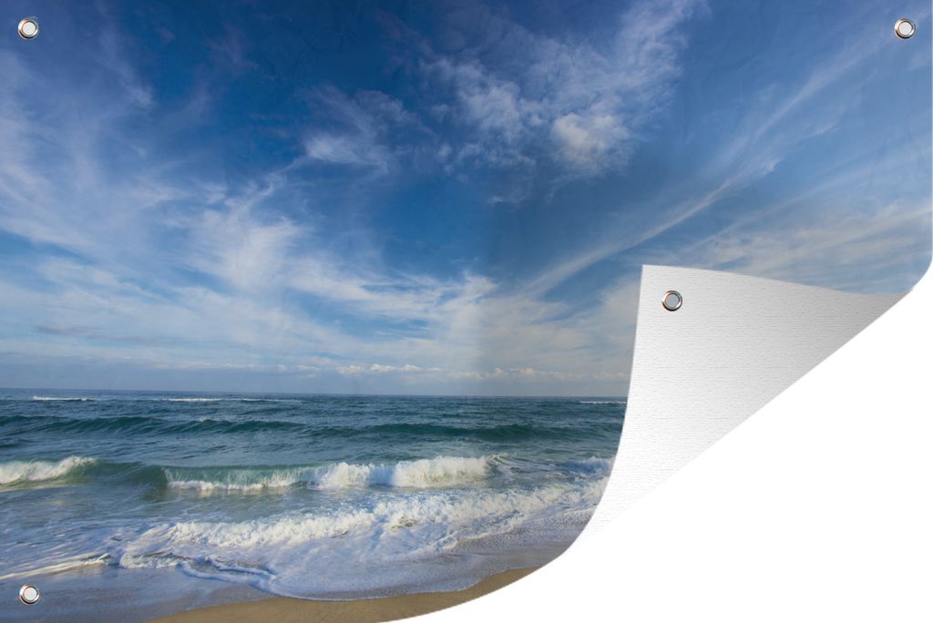 MuchoWow 120x80 cm Outdoor-Poster Gartendeko Sichtschutz Garten Poster für den Garten Foto der blauen Wellen am Strand in Japan