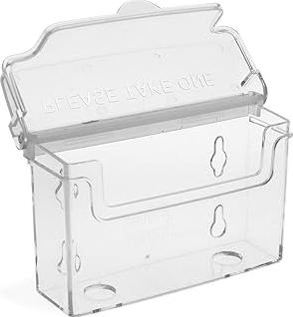 Visitenkartenhalter, Visitenkarten-Box mit Deckel auch für den Außenbereich, Querformat, Transparent