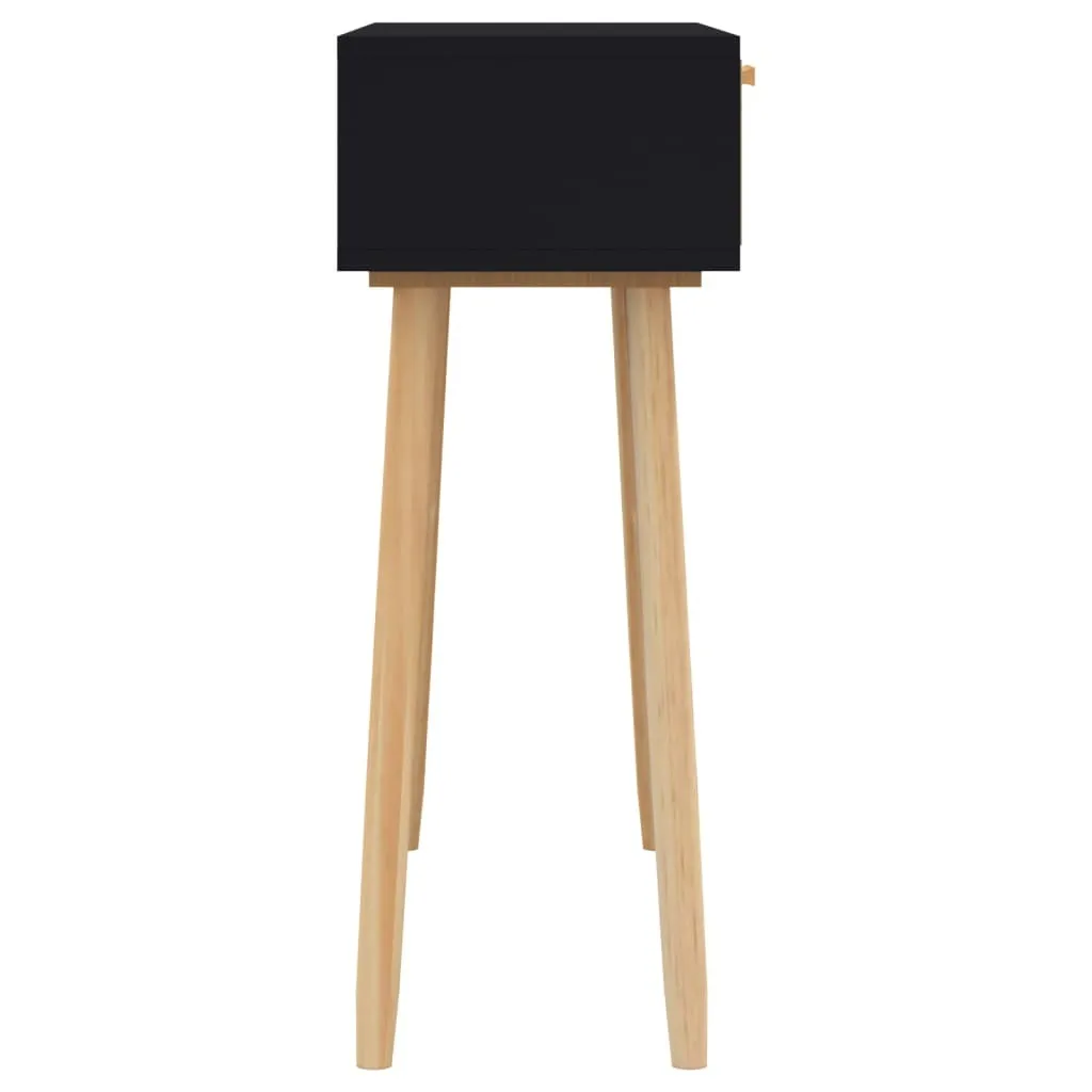 Consolle Nera 80x30x75cm Legno di Pino e Rattan | Offerta Esclusiva - 5