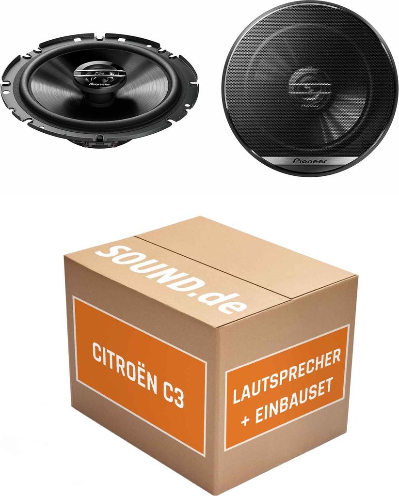 Lautsprecher Boxen Einbaupaket vorne Pioneer TS-G1720F passend für Citroën C3 + 2. Generation | 2x Tief-Mitteltöner mit integriertem Hochtöner ...