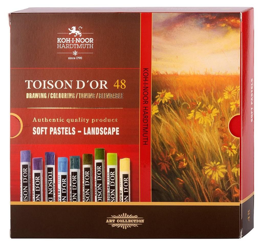 Pastellkreide runde weiche Künstler- Softpastelle "Landschaft" im 48er Pack