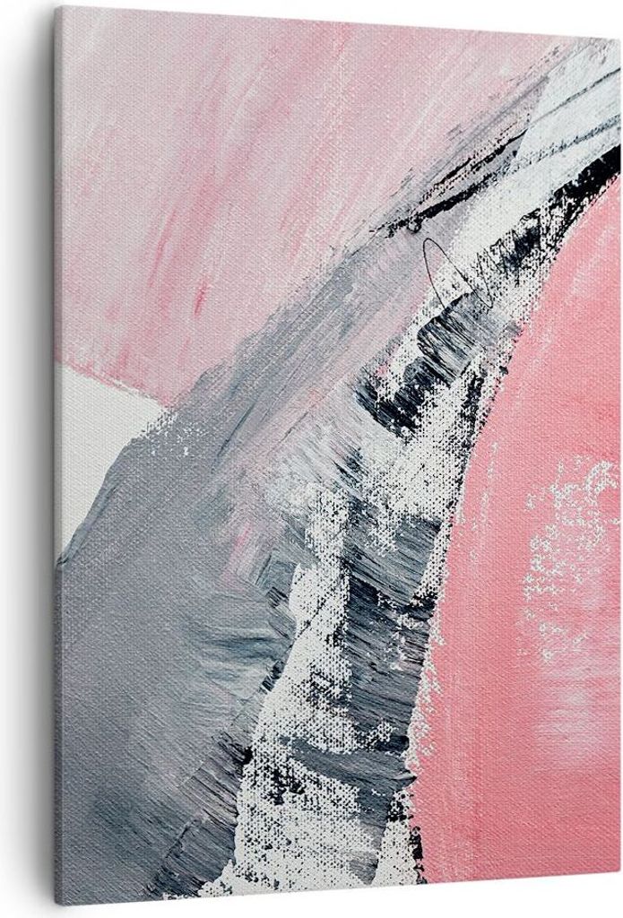 Bild auf Leinwand - Leinwandbild - Einteilig - Rosa Grau Farbe - 50x70cm - Wand Bild - Wanddeko - Wandbilder - Leinwanddruck - Kunstdruck - Wanddek...