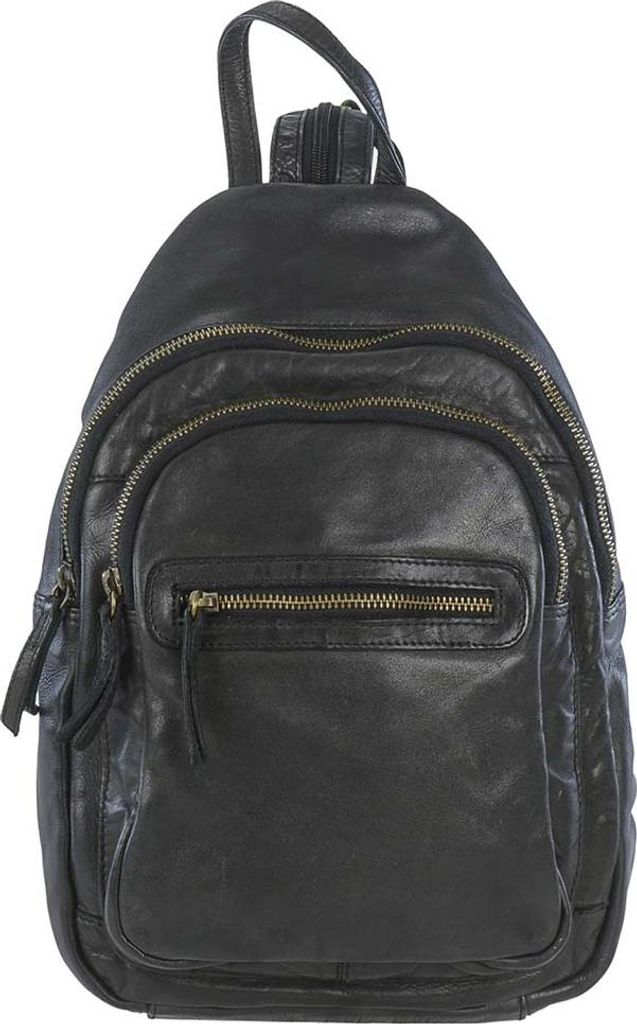 Bear Design Rucksack Leder schwarz 23x34cm Cityrucksack BackPack für Damen Damenrucksack Frauen City Reise