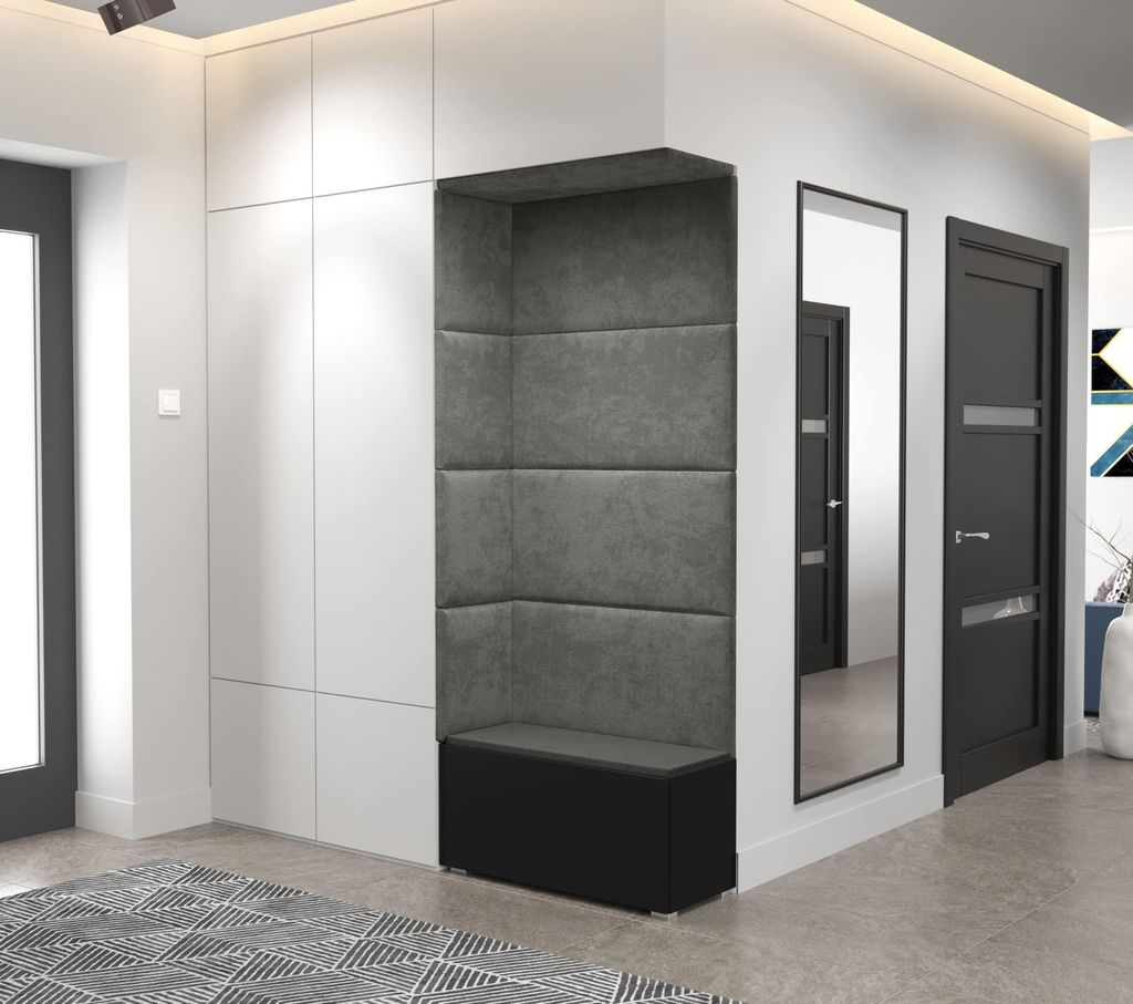 Furnitech GF88 Flur Dielenmöbel Garderobenschrank Dielenschrank Schuhschrank Flurmöbel Set Matt (GF88-21B-M1 Mikrofaza 14)