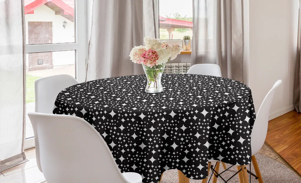 Tovaglia Rotonda 150 cm ABAKUHAUS Art Déco - Starry Grigio Antracite