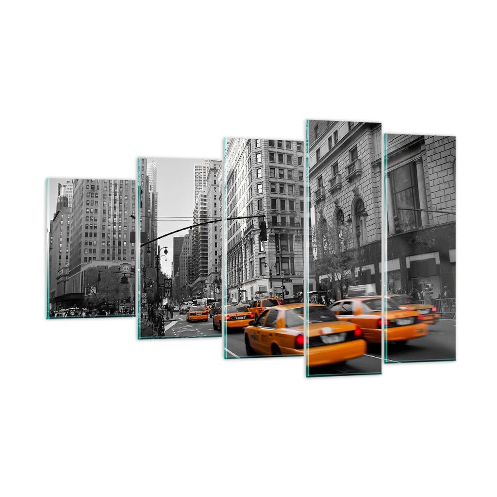 Bilder auf glas - Amerika New York City Straße - 100x60cm - Glasbilder - Wandbilder - Kunstdruck - zum Aufhängen bereit - Wanddekoration aus Glas...