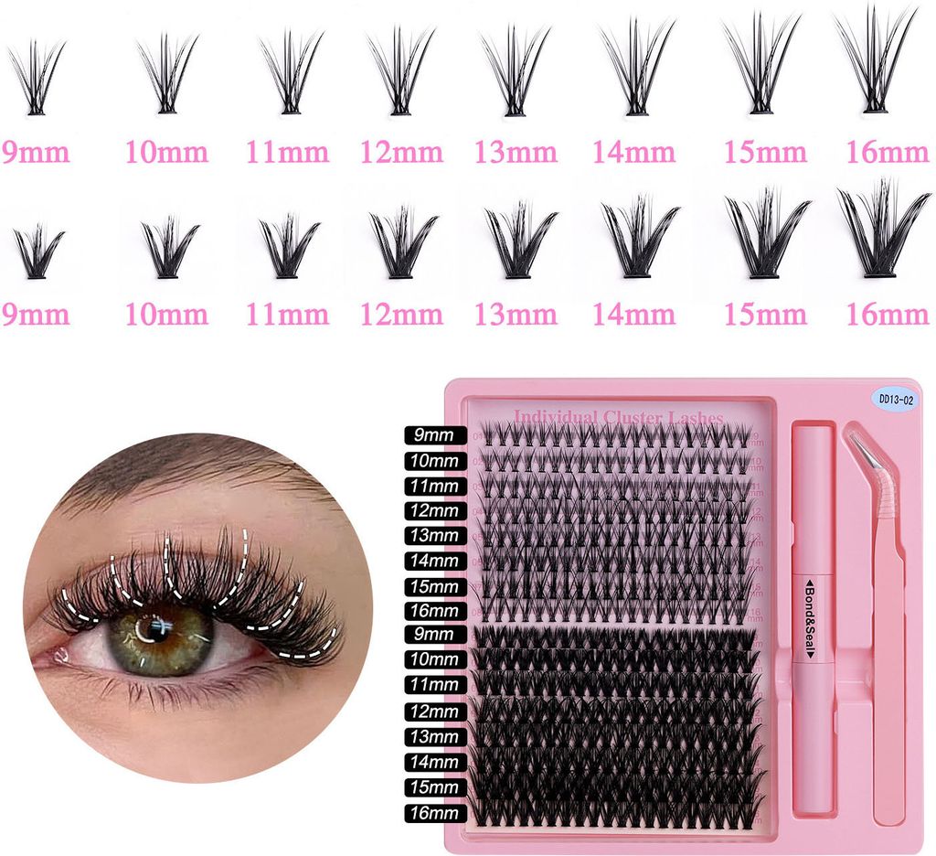 INF Gemischte Wimpern 20 Paare + 50 Büschel