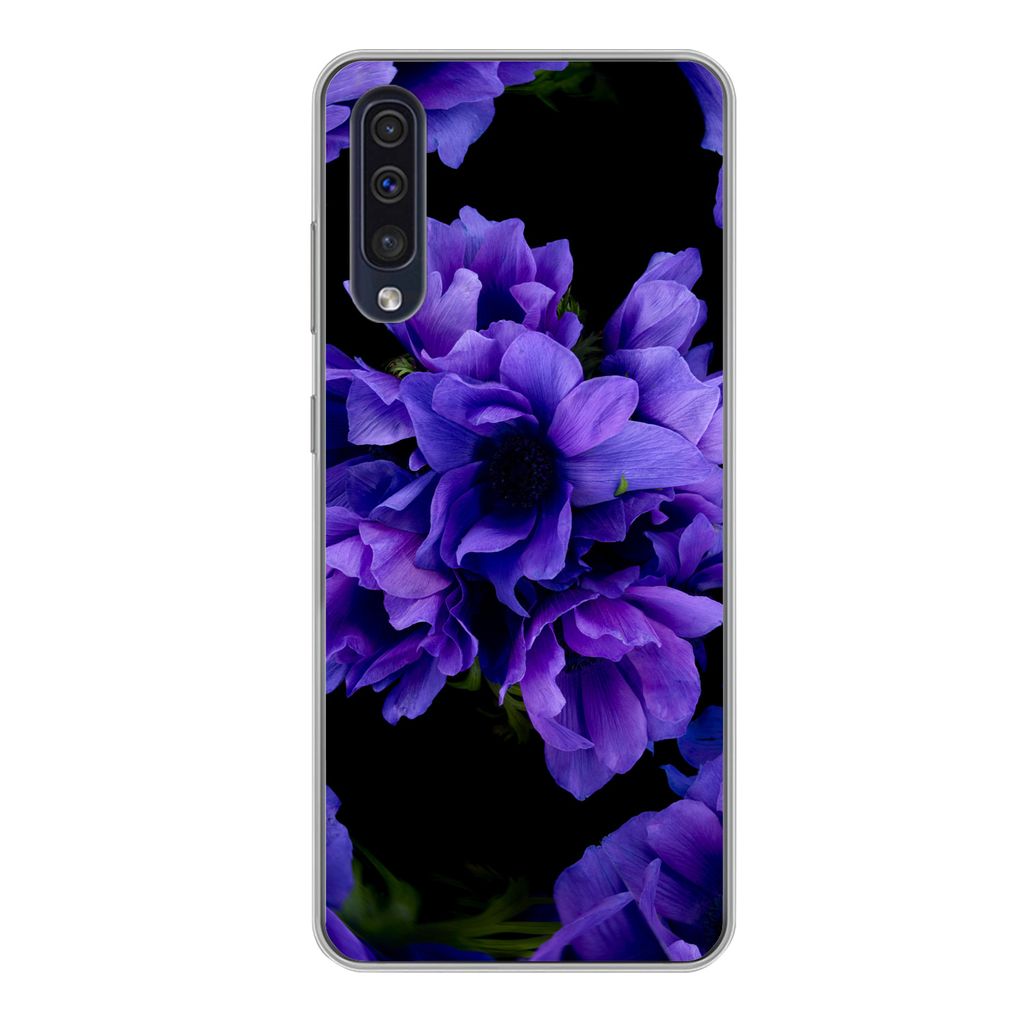 MuchoWow Handyhülle Schutzhülle Hülle für Samsung Galaxy A50 Muster - Blumen - Lila Silikon Softcase Handy Hülle - Mobiltelefonhülle