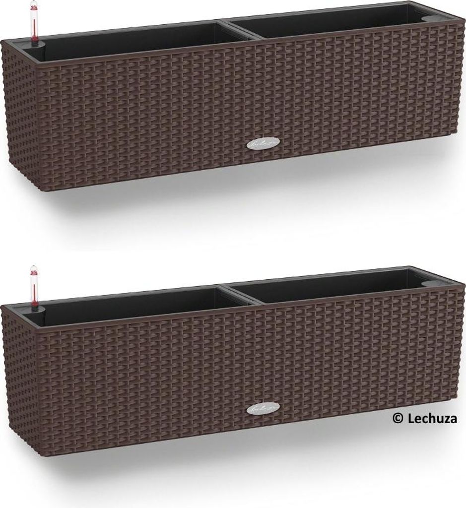 2er - Set LECHUZA Blumenkasten BALCONERA Cottage 80 Mokka