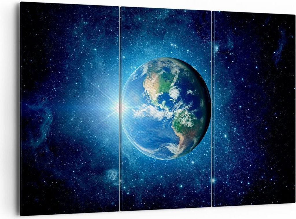 Bild auf Leinwand - Leinwandbild - Erde Universum Sterne Galaxie - 165x110cm - Wand Bild - Wanddeko - Leinwanddruck - Bilder - Kunstdruck - Leinwan...