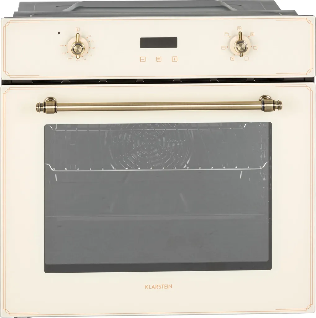Klarstein Elizabeth - Elektrischer Einbaubackofen, Retro-Design, 70L,  , Autark, Umluft / Ober- / Unterhitze / Grill, 2200 Watt, 50 - 250 °C, Drehregl