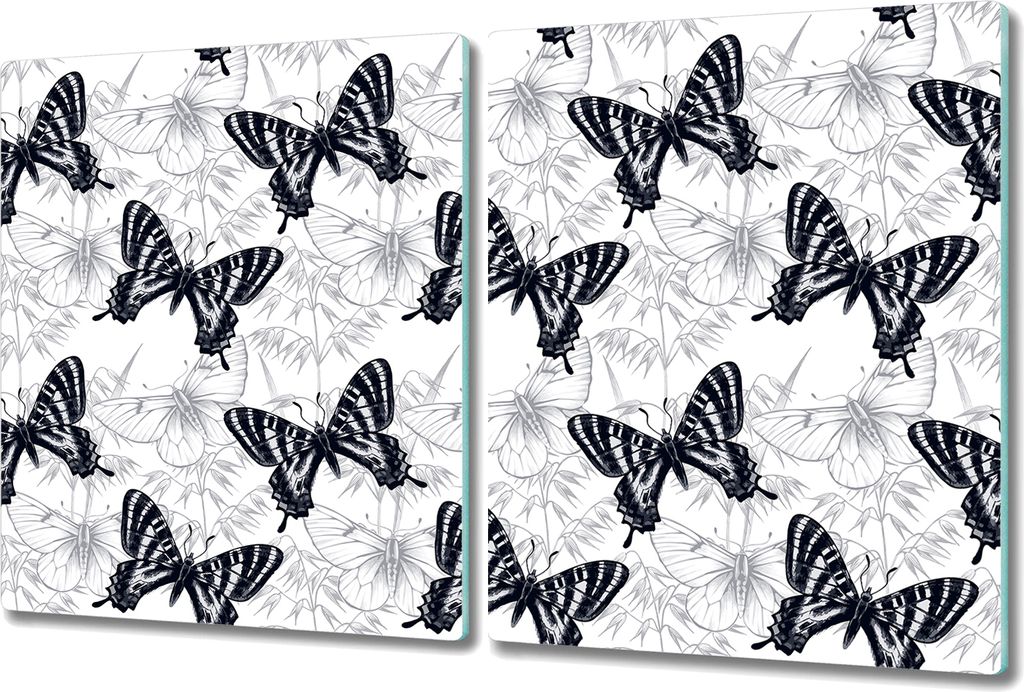 Glas-Herdabdeckplatte Glaskeramikfeldabdeckung Spritzschutz - 2x 40x52 cm - Blumen Aquarell