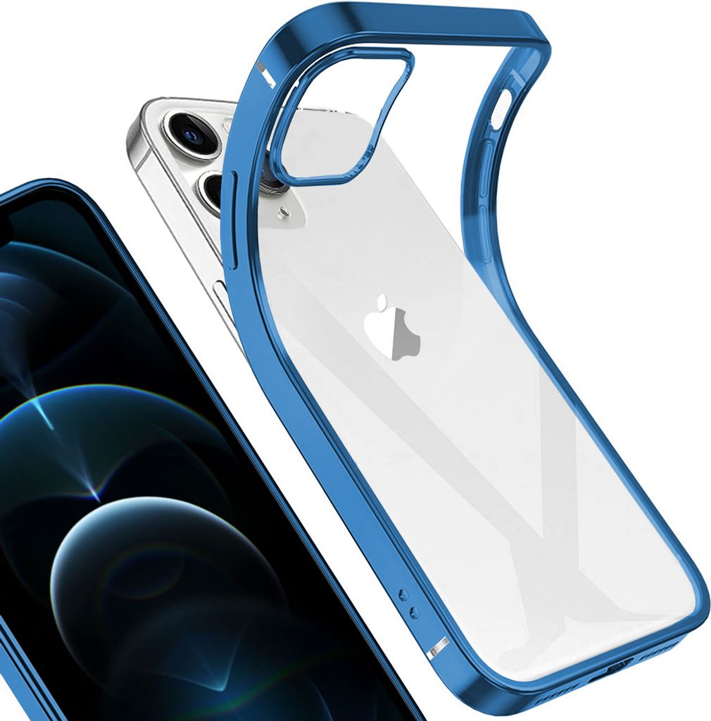 iPhone 12 Pro Max Hülle, LaimTop Leicht Transparent Klar Gel TPU Silikon Quadratisch Überzug Rahmen Schutzhülle für iPhone 12 Pro Max Blau