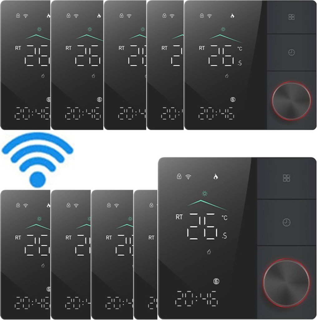 10x Digital WiFi Thermostat Smart Raumthermostat fuer elektrische Fussbodenheizung mit AI Smart Learning-APP, LED-Touchscreen,Programmierbare Therm...