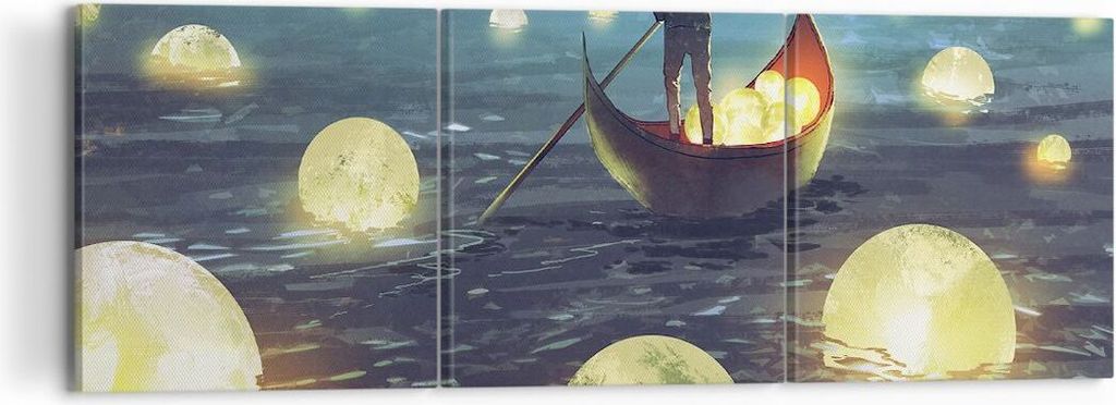 Bild auf Leinwand - Leinwandbild - Boot Wasser Märchen - 120x40cm - Wand Bild - Wanddeko - Leinwanddruck - Bilder - Kunstdruck - Wanddekoration - ...