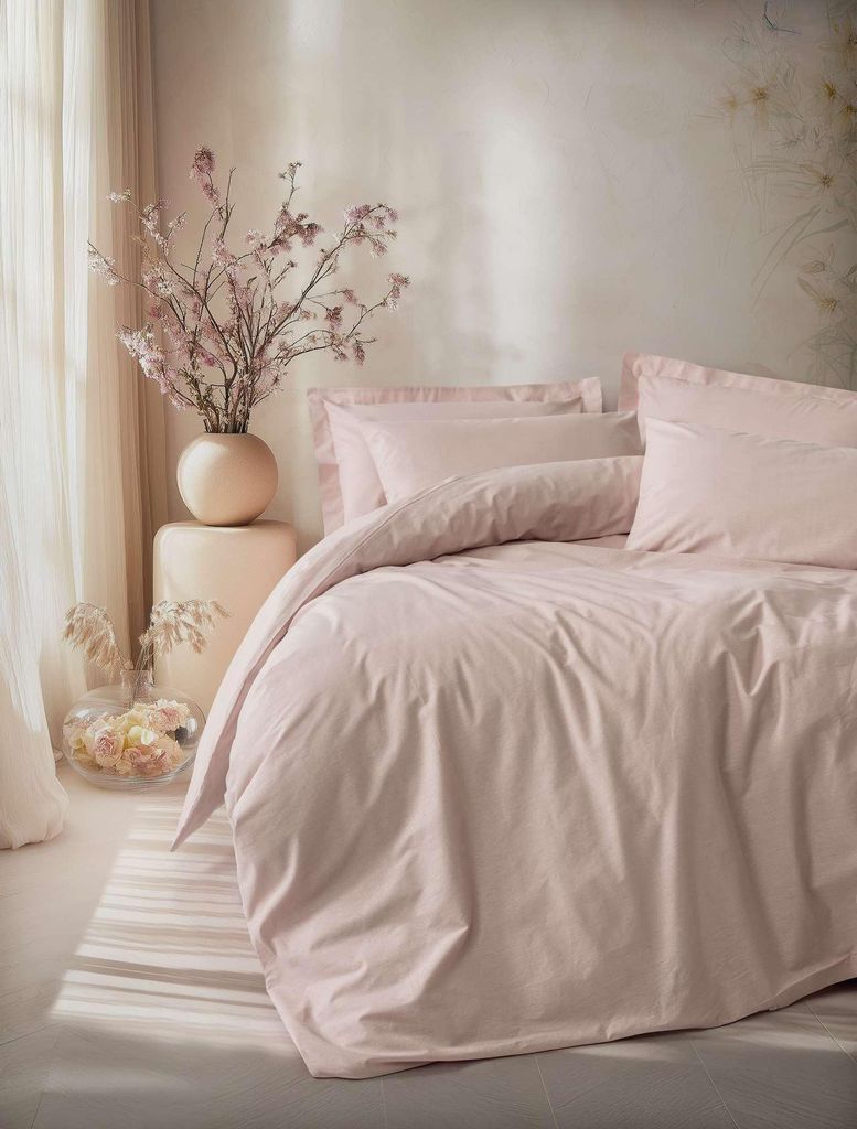 L'Essentiel Linge de Maison, Plain - Powder, Doppelbett-Bettbezug-Set (DE), Pulver, 100 % Baumwolle, 200 x 200 cm