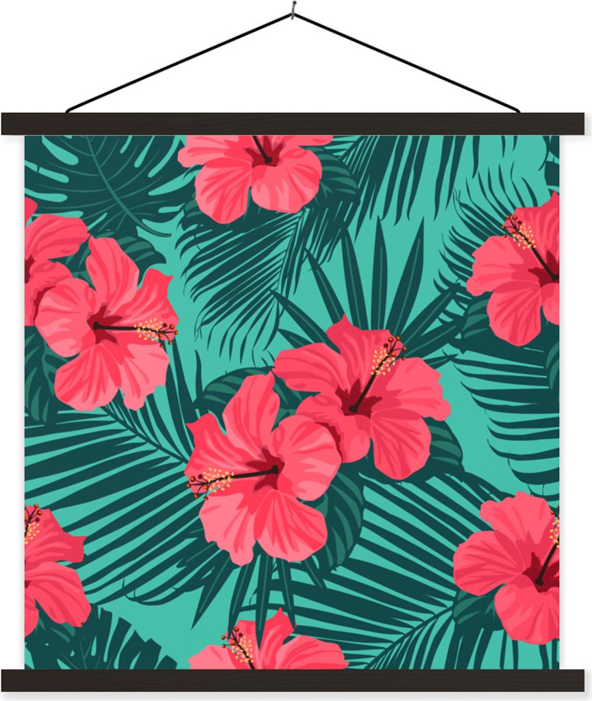 MuchoWow Textilposter Tropisch - Blumen - Palmenblatt 40x40 cm mit schwarzem Rahmen - Fotos