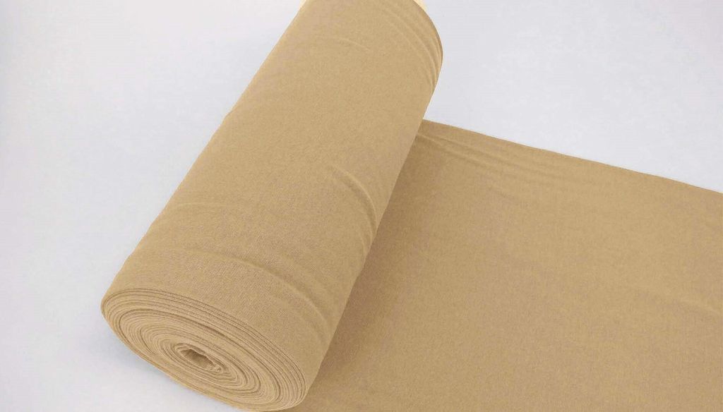 Bündchenstoff LUC Sand, Uni 270 g/m², Strickschlauch glatt/fein, 35 cm breiter Schlauch, 25 cm lang, Meterware