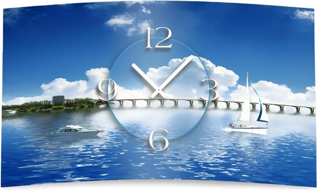 Orologio Parete Design Lago Barche Dixtime 3D-0131 Moderno Silenzioso - 1