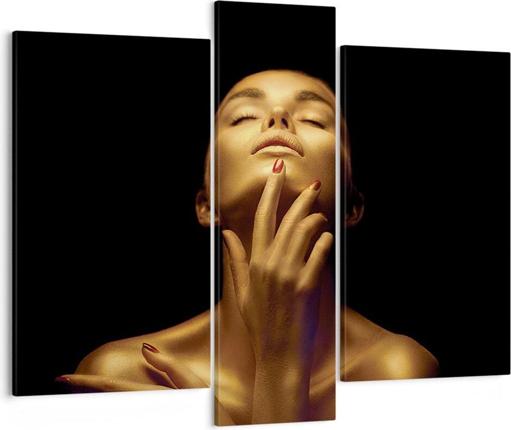 Bild auf Leinwand - Leinwandbild - 3 Teile - Gold Frau Stück - 95x80cm - Wand Bild - Wanddeko - Wandbilder - Leinwanddruck - Bilder - Wanddekorati...